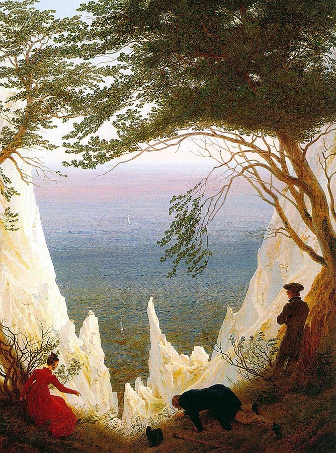 Caspar David Friedrichin öljymaalaus Rügenin kalkkikivikalliot
