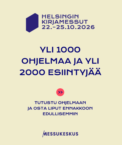 Helsingin kirjamessujen banneri 2026