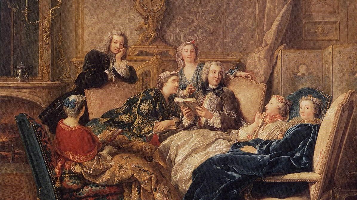 1700-luvun maalaus lukevasta seurueesta