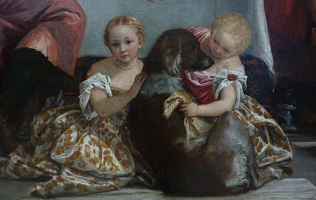 renessanssimaalaus kahdesta tytöstä ja koirasta